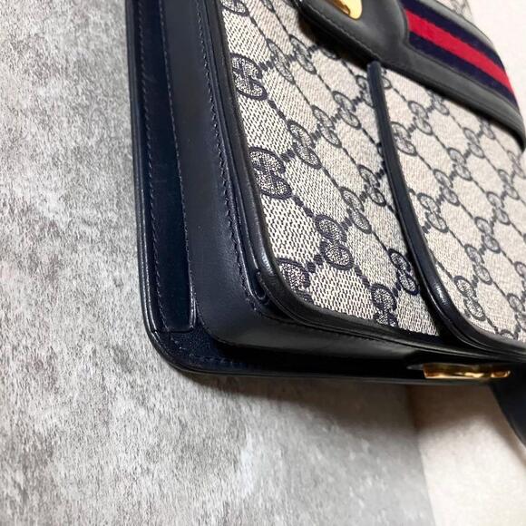 Authentic Gucci GG Supreme Navy Monogram Crossbody Sherry Canvas Shoulder Bag - Picture 10 of 14